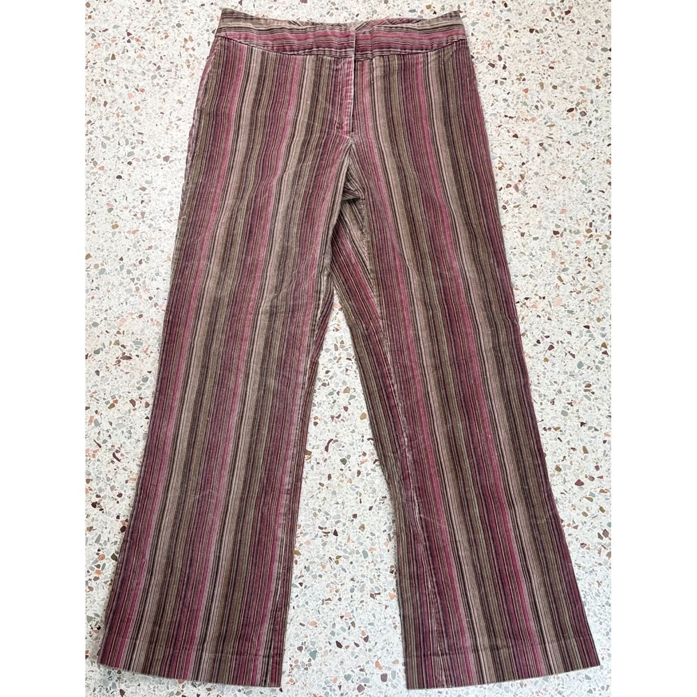 Willi Smith Stretch Women's Vintage Striped Bootleg Slash Pocket Pants Size 10